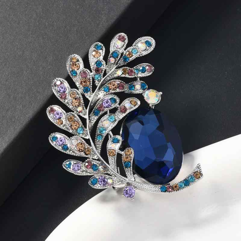 ブローチ レディース フェザーモチーフ サファイア装飾 合金製 エレガント 上品 華やか レトロ スーツ ドレス フォーマル オフィス カジュアル 結婚式 パーティー 卒業式 入学式 普段使い 贈り物 ギフト アクセサリー