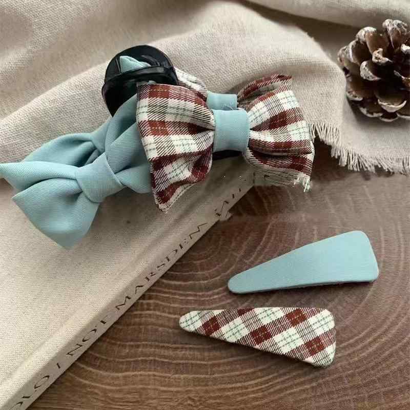 ヘアアクセサリー レディース 韓国風 大人かわいい 上品 チェック柄 フェイクレザー リボン シュシュ ..
