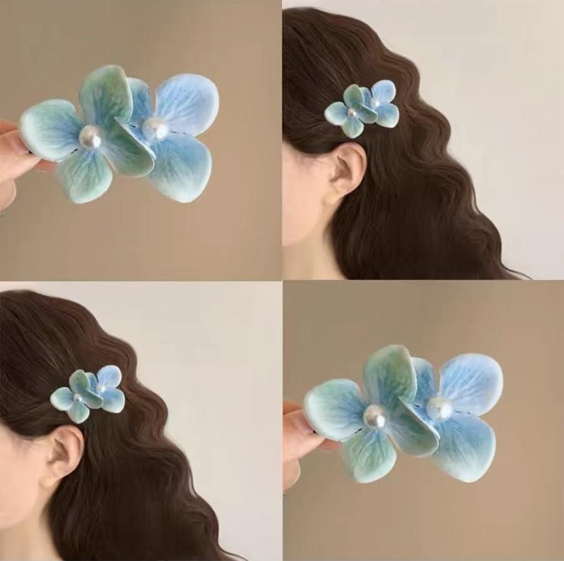 ヘアクリップ レディース 女性用 胡蝶蘭 フラワー パール サイド留め ミント 薄紫 かわいい 髪飾り 海..