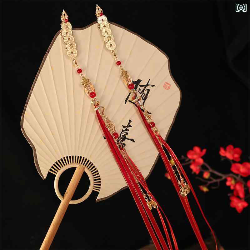 髪飾り ユニセックス 男女兼用 蛇モチーフ 新中華風 古風 レトロ 漢服 和装 ヘアクリップ イヤーカフ かんざし ロングリボン タッセル 手作り ハンドメイド 合金製 赤 レッド お正月 祝い 晴れ着 浴衣 振袖 成人式 卒業式 パーティー イベント