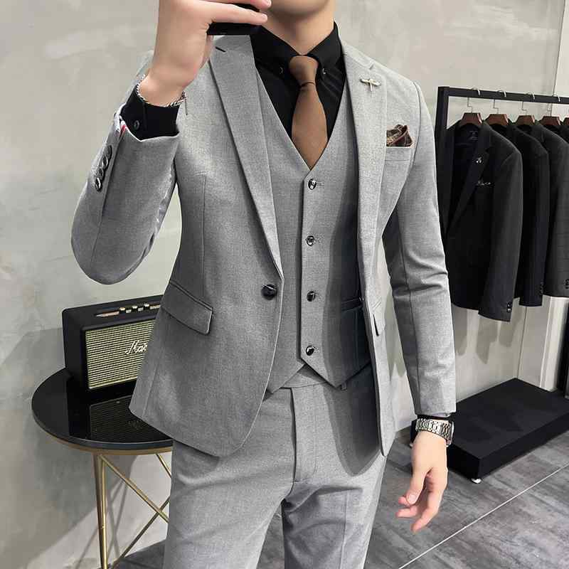 スーツ メンズ 男性用 大きいサイズ ビッグサイズ 無地 3点セット スリーピース 新郎 結婚式 礼服 フォーマル ビジネス ライトビジネス カジュアル 混紡素材 オールシーズン セットアップ