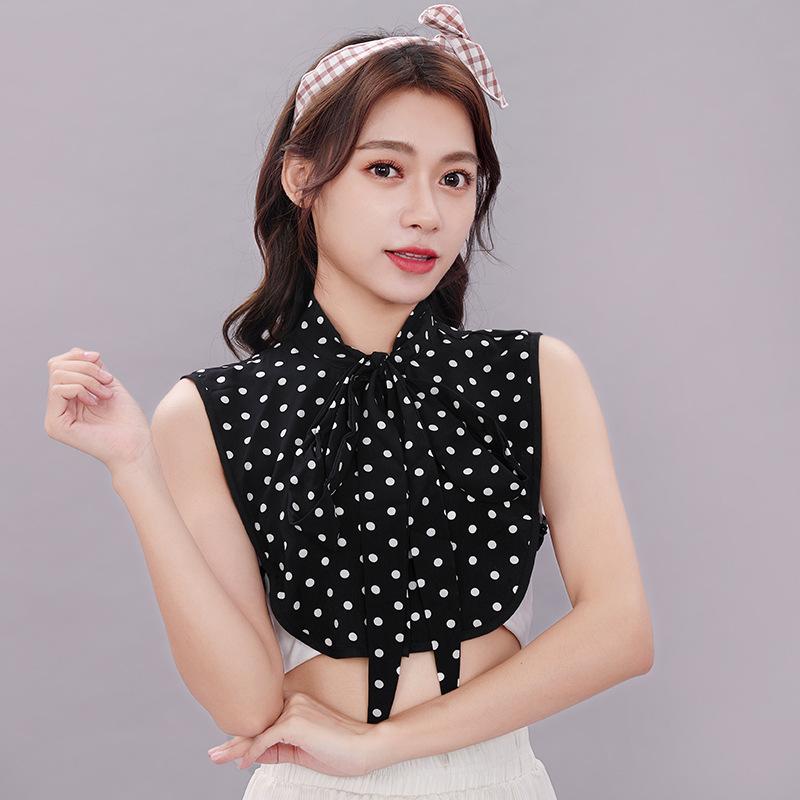 付け襟 レディース 女性用 シャツ襟 ドット柄 水玉模様 コットン 綿素材 ニット セーター 重ね着 コーデ おしゃれ 万能 秋冬 フェイクカラー