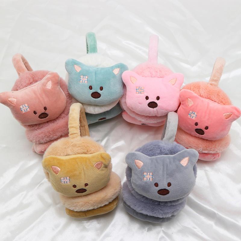 イヤーマフ キッズ 子供 女の子 防寒 保温 暖かい ふわふわ ラビットファー キャラクター かわいい 韓国風 幼稚園 小学生 学生 通学 普段使い 秋冬 アウトドア ピンク グレー カーキ グリーン オレンジ