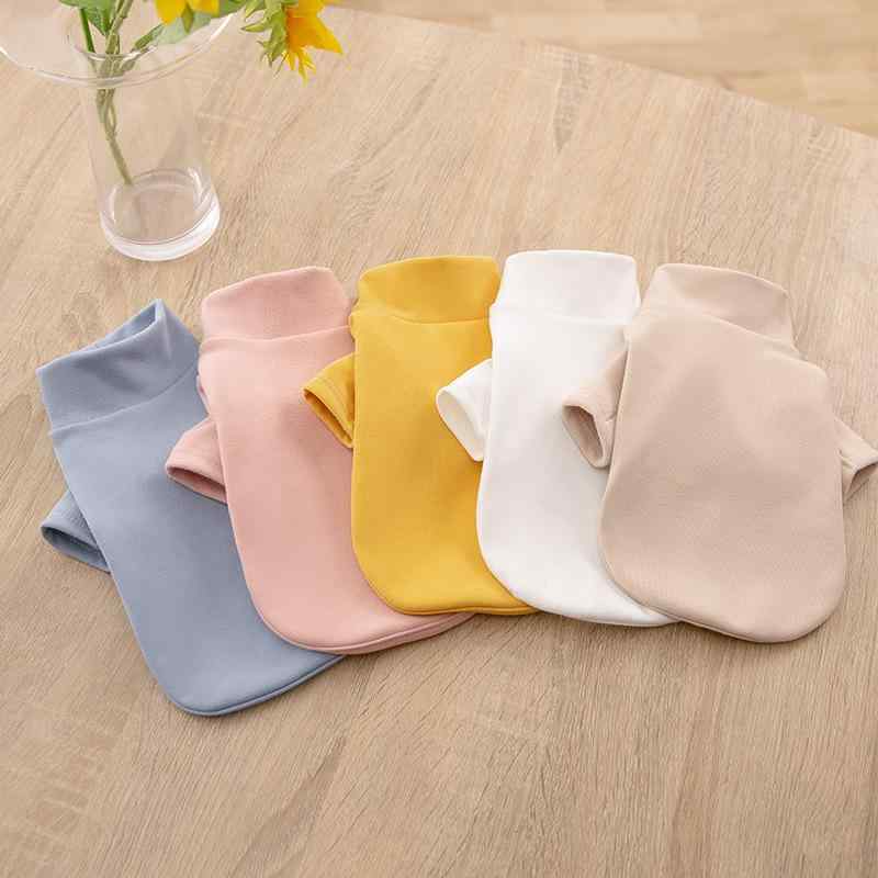ペットウェア 犬服 猫服 小型犬 子犬 秋冬 無地 ベーシック インナー Tシャツ ニット 伸縮 ストレッチ 暖か素材 フィット 普段着 ルームウェア ピンク 白 ブルー