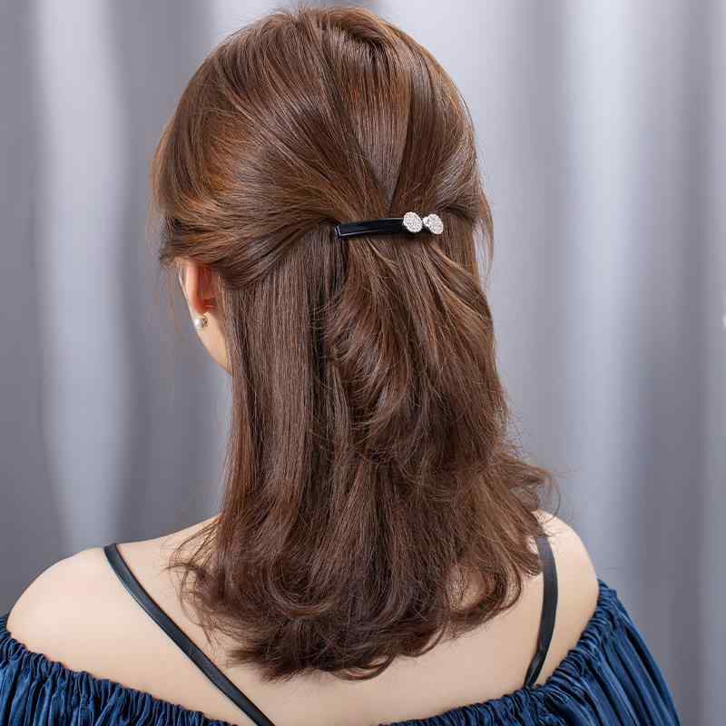 ヘアクリップ レディース ブラック 韓国風 シンプル おしゃれ バレッタ サイドクリ...