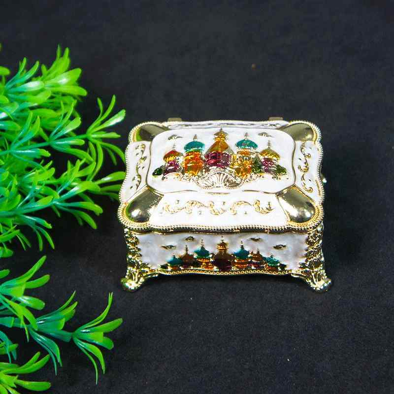 ジュエリーボックス ヨーロッパ風 城デザイン 長方形 金属製 電気メッキ加工 高級感 アンティーク調 宝..