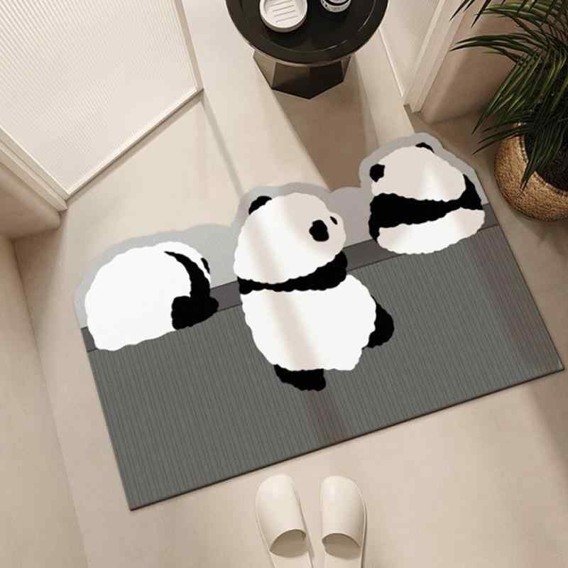 バスマット 珪藻土 吸水 速乾 滑り止め付き キャラクターデザイン 可愛い パンダ ネコ 動物柄 浴室 お風呂 洗面所 トイレ 玄関 足ふきマット おしゃれ 変形 お手入れ簡単