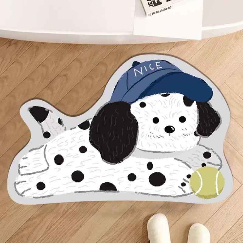珪藻土バスマット 変形 子犬 かわいい キャラクター 吸水 速乾 防汚 滑り止め プリント 洗える 癒やしデザイン 浴室 キッチン 玄関用