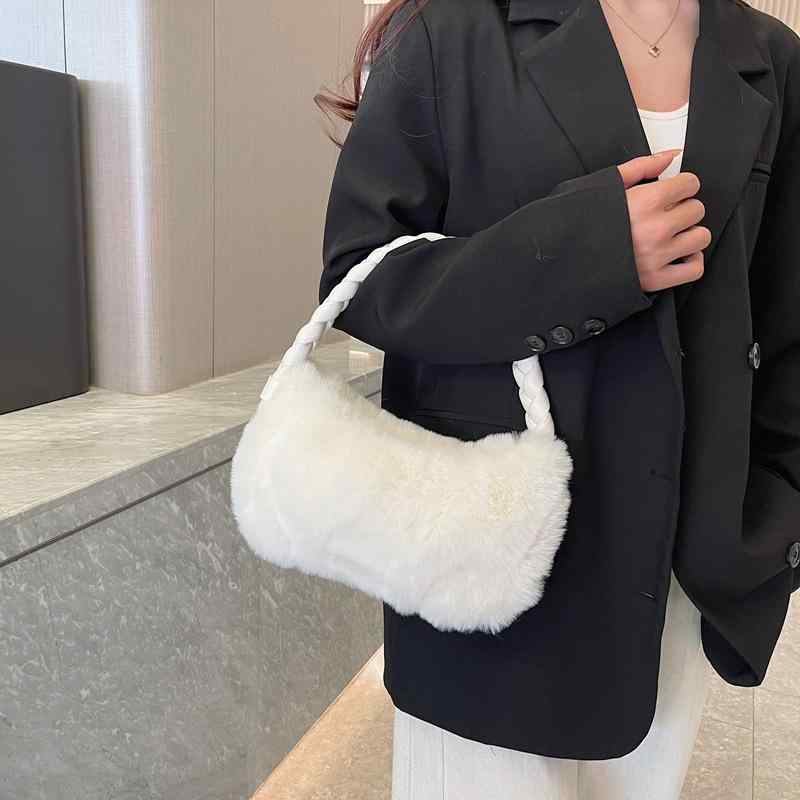 バッグ レディース 秋冬 ファー 脇下バッグ ショルダーバッグ ケーブル編み かわいい シンプル ユニークデザイン 高級感 大容量 着回し 普段使い アイボリー ベージュ グレー ピンク ブラック ブラウン