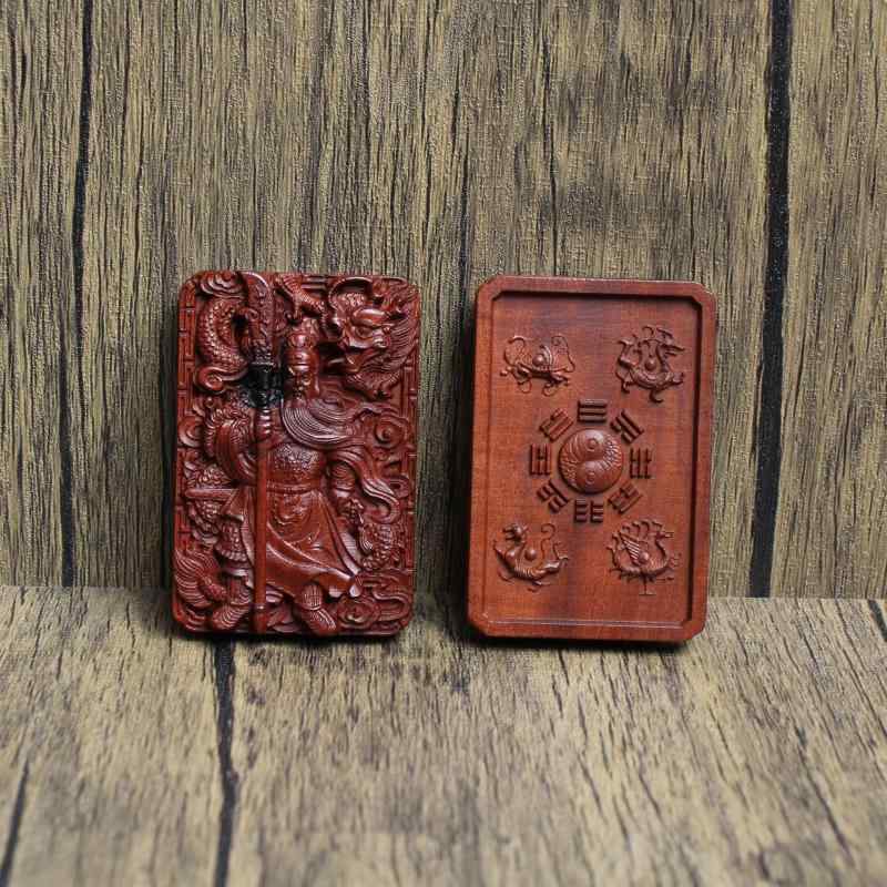 お守り 関羽 武神 三国志 落雷棗木 希少素材 精巧な彫刻 浮き彫り 道教法器 魔除け 開運 金運 仕事運 ..