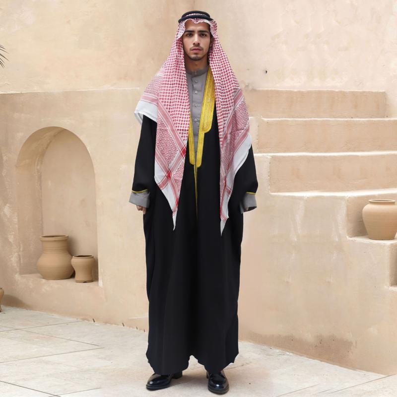 ガウン メンズ 中東 アラビア風 民族風 刺繡 アカデミックガウン 卒業式 スピーチ 儀礼服 フォーマル 礼装 ロング丈 マント ケープ ポリエステル 宴会 パーティー イベント ブラック