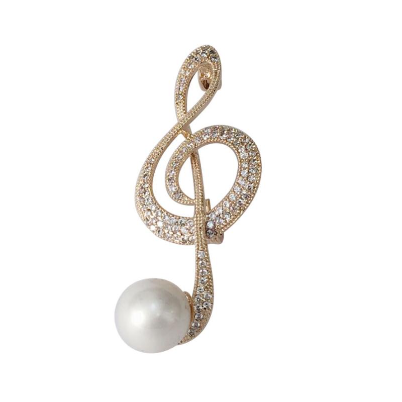 ブローチ 男女兼用 音符モチーフ マイクロパヴェジルコニア レトロ ヴィンテージ 日韓風 ファッション..