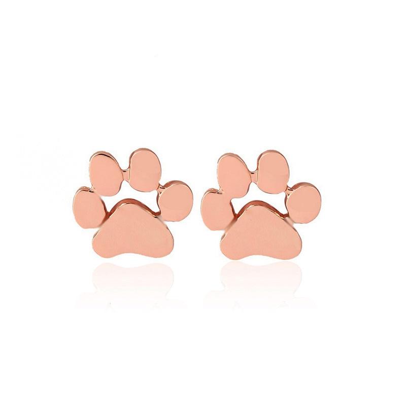 Cubic Zirconia - ピアス レディース 学生向け かわいい 猫の肉球モチーフ 小ぶり デザイン シンプル 個性的 カジュアル 耳飾り 合金製 ゴールド シルバー ローズゴールド