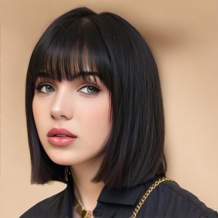 ウィッグ レディース メンズ ユニセックス ショートボブ ぱっつん前髪 耐熱ファイバー 合成繊維 自然 ..