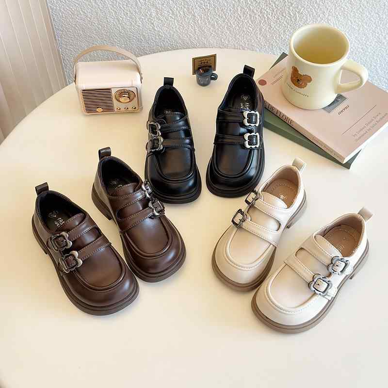 Formal Shoes - シューズ キッズ 女の子 ローファー 革靴 フラットシューズ プリンセスシューズ ブラック 黒 ブリティッシュスタイル フェイクレザー 超繊維 通気性 滑り止め フィット感 通学 発表会 フォーマル 春秋