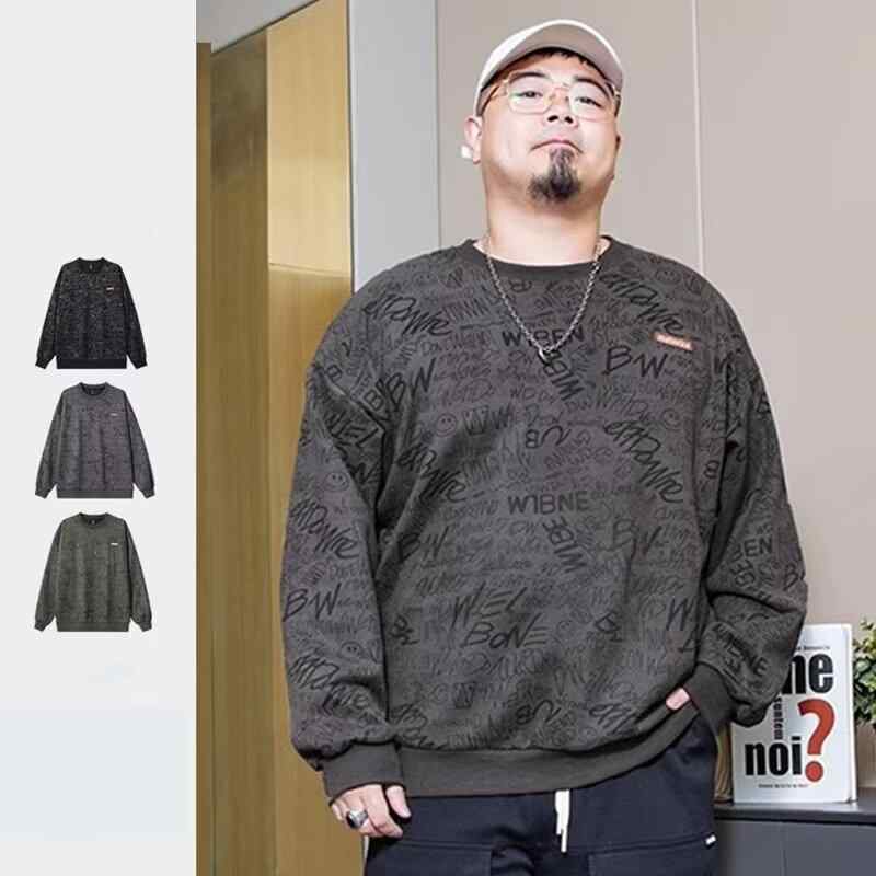 Men's Clothing - トレーナー メンズ 大きいサイズ ビッグシルエット 裏起毛 クルーネック 総柄 スエード調 長袖 スウェット トップス アメカジ 防寒 ポリエステル カジュアル ストリート 秋冬