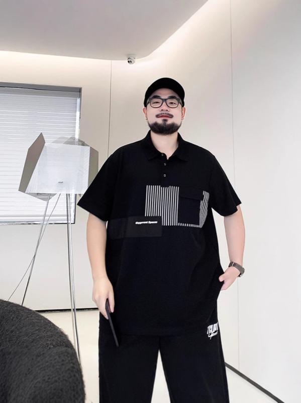 ・スタイル: ベーシックカジュアル・袖丈: 半袖・シルエット: ルーズフィット・柄: ストライプ・特殊加工: 刺繍・厚さ: 薄手・生地: 化学繊維混紡・主な素材: ポリエステル96%以上・シーン: カジュアル・カラー展開: ブラック、ホワイト・サイズ展開: 2XL, 3XL, 4XL, 5XL, 6XL, 7XL, 8XL・カテゴリ: ポロシャツ