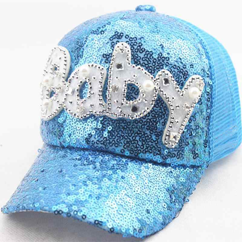 Cap - キャップ キッズ 男の子 女の子 韓国風 トレンド メッシュ スパンコール BABY文字 ラインストーン 日よけ UVカット 紫外線対策 通気性 ポリエステル 綿 春夏 アウトドア 普段使い レジャー かわいい おしゃれ