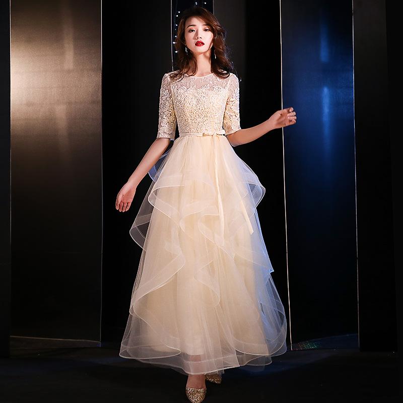 イブニングドレス レディース シャンパンカラー フレンチ エレガント 華やか ロング丈 マキシ丈 パーティードレス 結婚式 二次会 披露宴 演奏会 発表会 謝恩会 成人式 忘年会 お呼ばれ フォーマル 女性用 ポリエステル フレアドレス Aライン