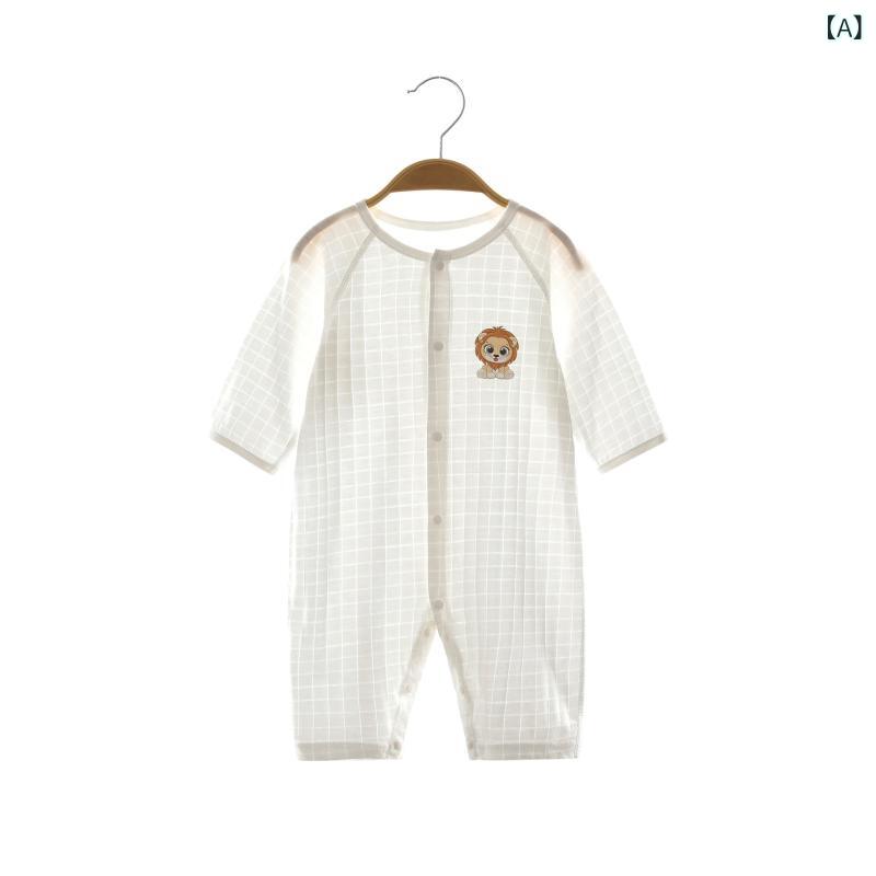 ベビーカバーオール 男の子 女の子 乳幼児 新生児 長袖 薄手 綿 コットン 部屋着 ...