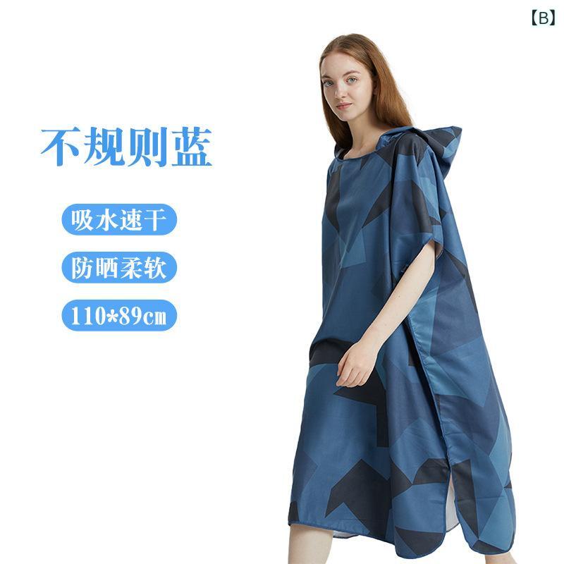 ポンチョ 大人用 フード付き マイクロファイバー 吸水速乾 タオル プリント柄 カラフル 着替え ビーチ プール スポーツ レジャー ローブ バスローブ