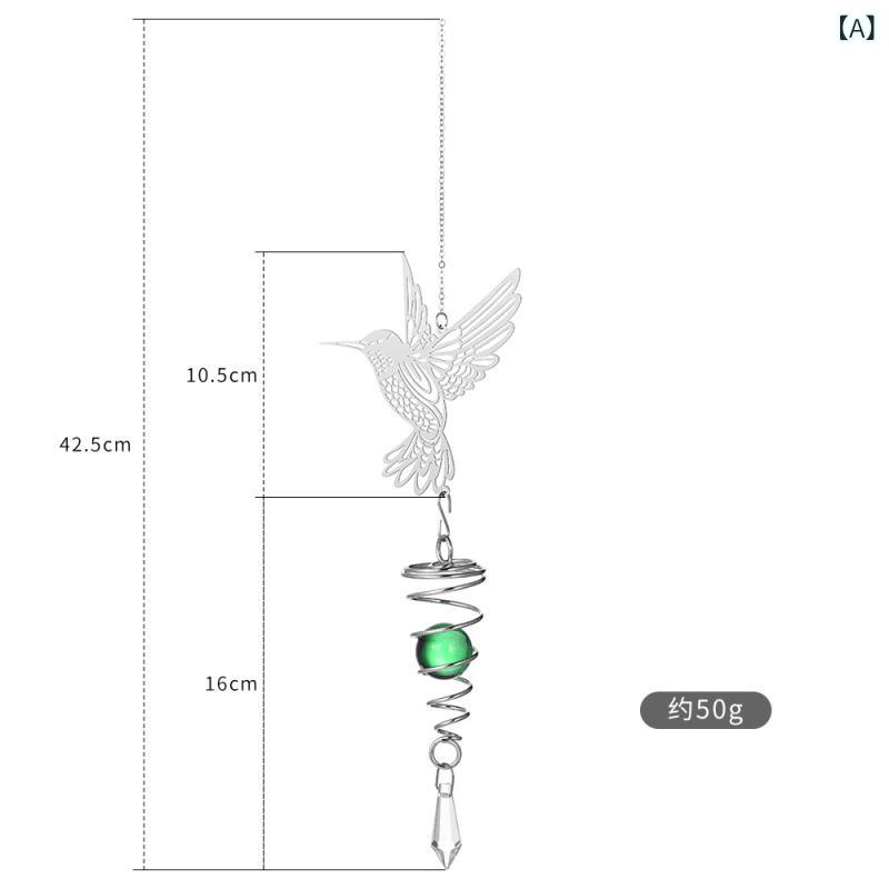 サンキャッチャー 金属 風鈴 回転 水晶球 ウィンドチャイム 手作り 掛飾り インテリア モダン シンプル ハチドリモチーフ 平和の鳩 トンボ 蝶 ハート 天使 フクロウ 太陽神の商品画像 2