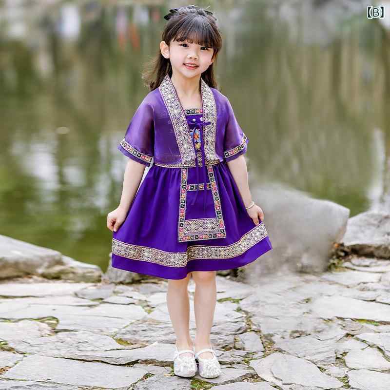セットアップ キッズ 漢服 男の子 女の子 民族衣装 唐装 薄手 半袖 トップス ハー...
