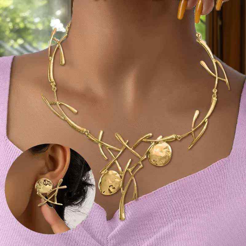 Necklace for Women and Men, Jewelry Set, Electroplated Alloy, Retro, High-End, Metallic, Casual