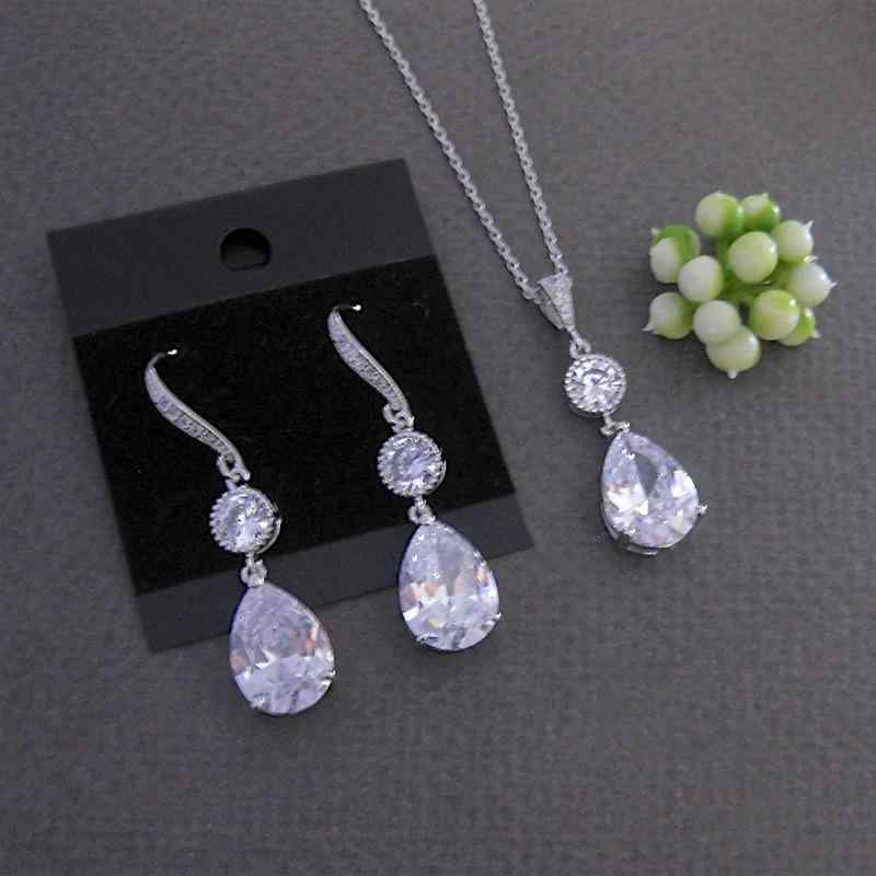 Women's Necklace and Earrings Set - Waterdrop Motif, Pendant, and Necklace - High-Quality Electroplated Finish - Perfect for Weddings, Parties, Receptions, Formal Occasions, and Gifts - Elegant and Sophisticated