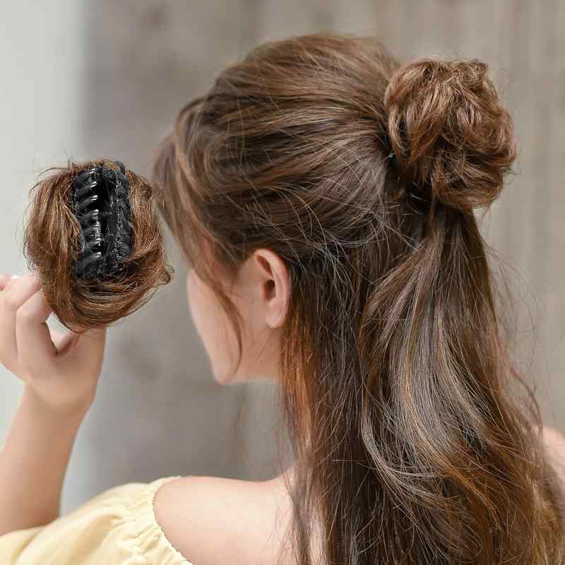 ウィッグ レディース お団子 ミニ クリップ つけ毛 部分ウィッグ 自然 ボリュームアップ ぽんぽん ふんわり ヘアアレンジ まとめ髪 髪飾り 簡単 普段使いやすい