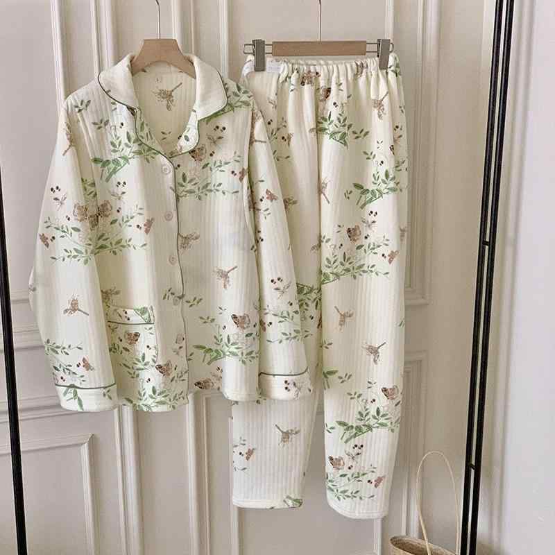 パジャマ レディース マタニティ 授乳服 秋冬 長袖 前開き ルームウェア 部屋着 産...