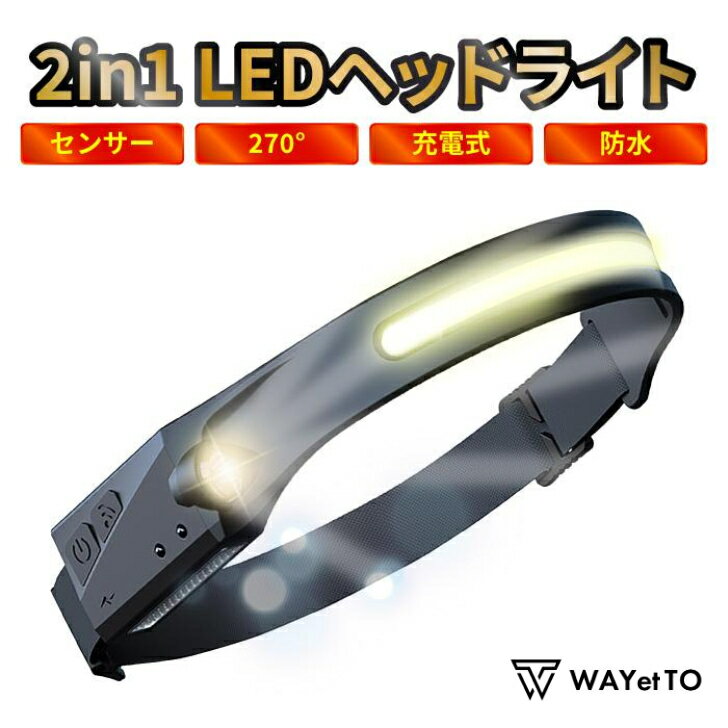 ＼セール前 お気に入り登録／ ヘッドライト 充電式 LED 超軽量 明るい 最強ルーメン ledライト 電池 cob ヘッドランプ ヘルメット ライト 軍用 アウトドア 登山 懐中電灯 頭 釣り 避難時 人感 …