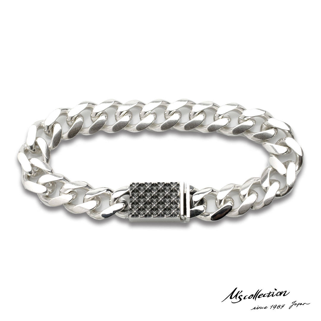 エムズコレクション スタッズ クラスプ チェーン ブレスレット シルバー925 コマ足しなし メンズ ブランド