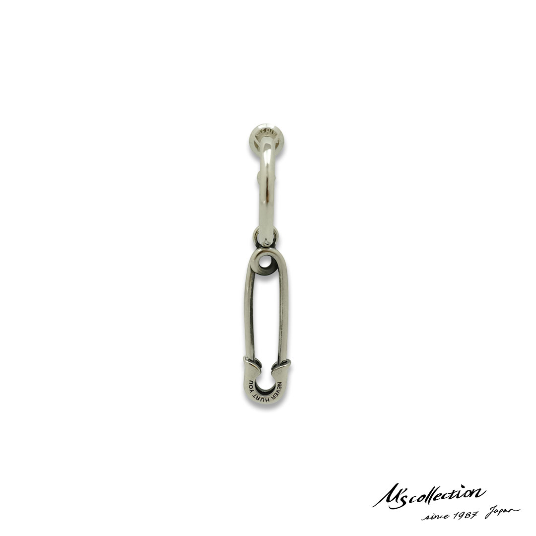 もうすぐ終了！クーポンで10％OFF 11日1時59分まで エムズコレクション ネバー ハート ユー セーフティ ピン フープ ポスト ピアス シルバー925 片耳用 1点売り メンズ ブランド