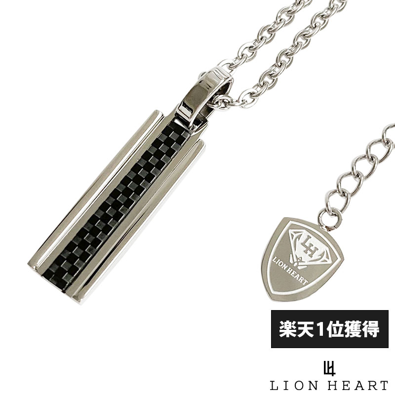 ライオンハート ライオンハート ブラックチェッカー プレート ネックレス ステンレス ブラック 黒 メンズ ブランド LION HEART