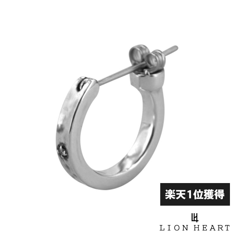 ライオンハート クロッシングピアス EL ツチメ フープ シルバー925 合成ダイヤモンド 片耳用 1点売り メンズ ブランド LION HEART
