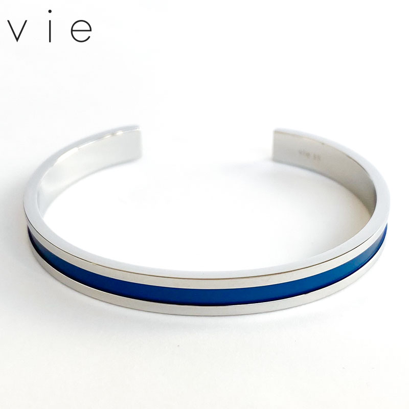 vie ヴィー 名入れ刻印無料 バングル サージカルステンレス M ブルー 青 レディース メンズ ブランド 正規取り扱い 名入れギフト