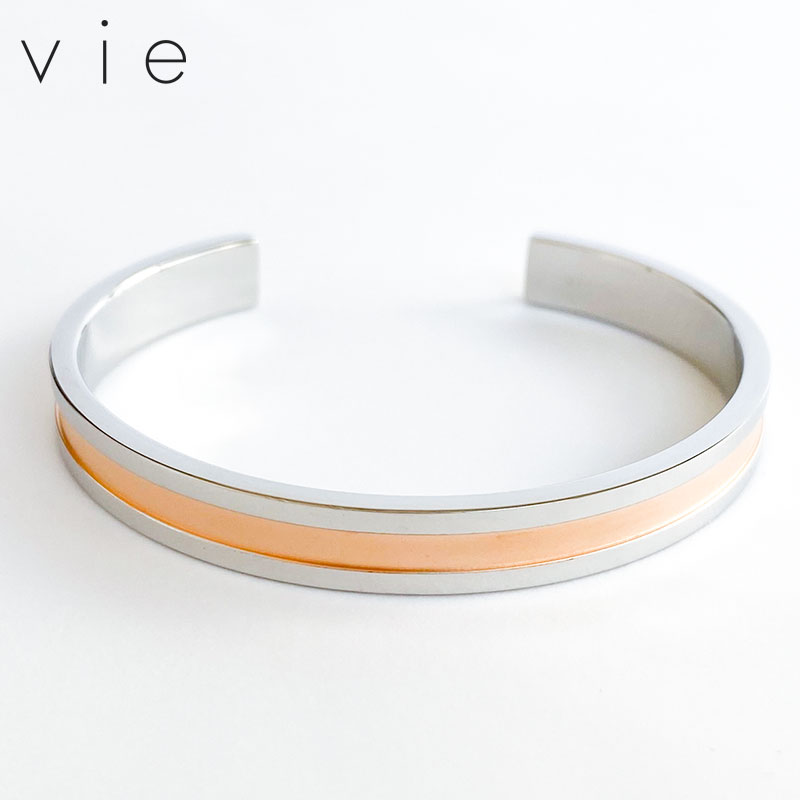 vie ヴィー 名入れ刻印無料 バングル サージカルステンレス S ピンク レディース ブランド 正規取り扱い 名入れギフト