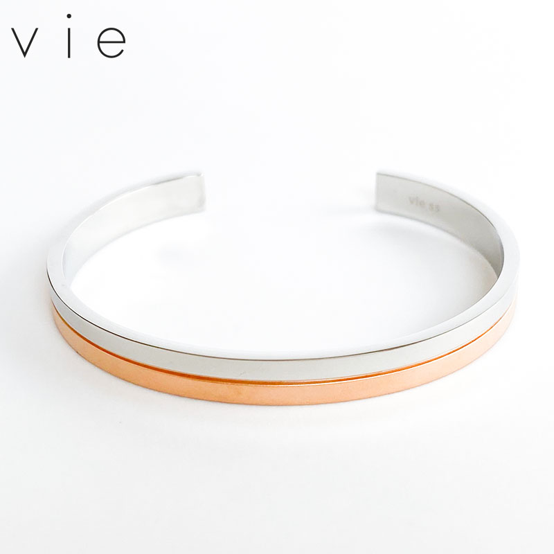 vie ヴィー 名入れ刻印無料 バングル サージカルステンレス S ピンク レディース ブランド 正規取り扱い 名入れギフト