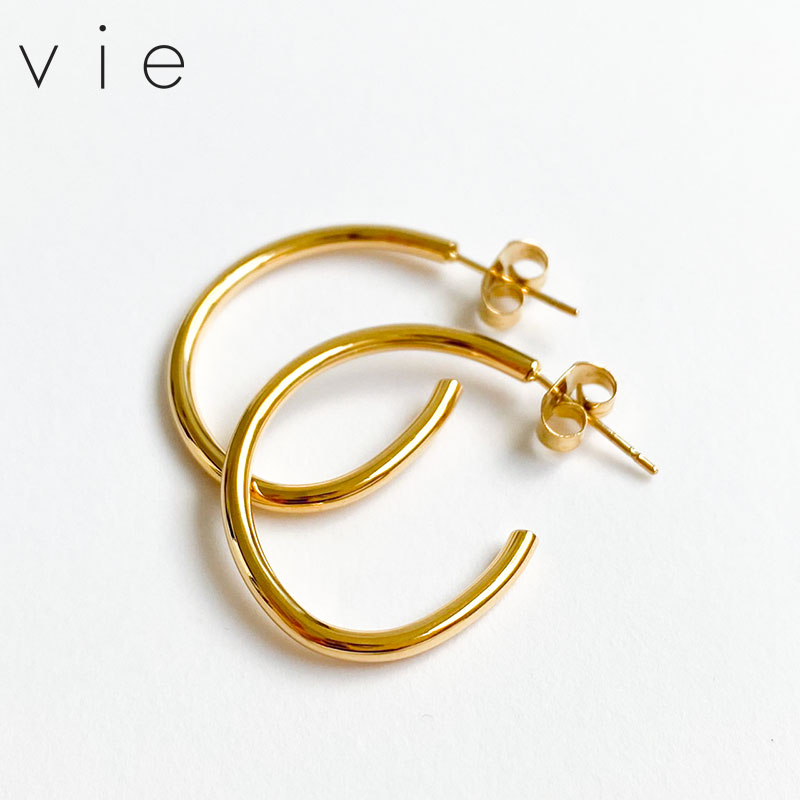 vie ヴィー ベーシック G型 フープ ピアス サージカルステンレス ゴールド 両耳用 2点 金属アレルギー対応 レディース ブランド 正規取り扱い