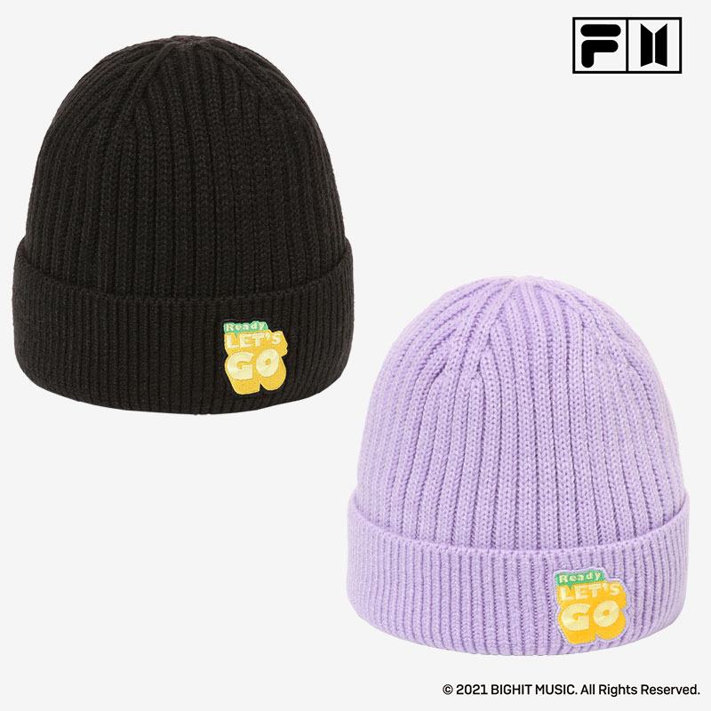 FILA フィラ Dynamite Beanie コラボ ダイナマイト ニットビーニー ブラック 黒 ライトパープル ニットキャップ ニット帽