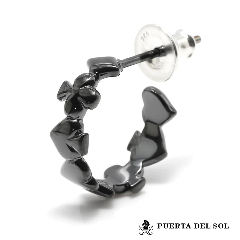 Rakuten - プエルタデルソル トランプスート G型 ピアス シルバー950 チタンコーティング ブラック 黒 スペード ハート クラブ ダイヤ 片耳用 1点売り メンズ ブランド PUERTA DEL SOL