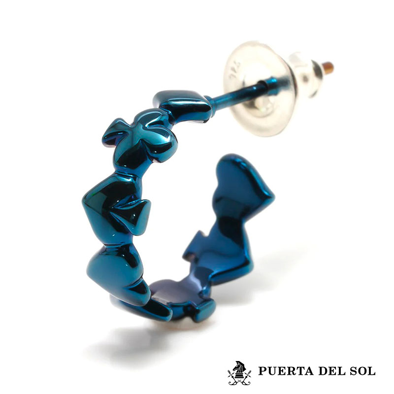 Rakuten - プエルタデルソル トランプスート G型 ピアス シルバー950 チタンコーティング ブルー 青 スペード ハート クラブ ダイヤ 片耳用 1点売り メンズ ブランド PUERTA DEL SOL