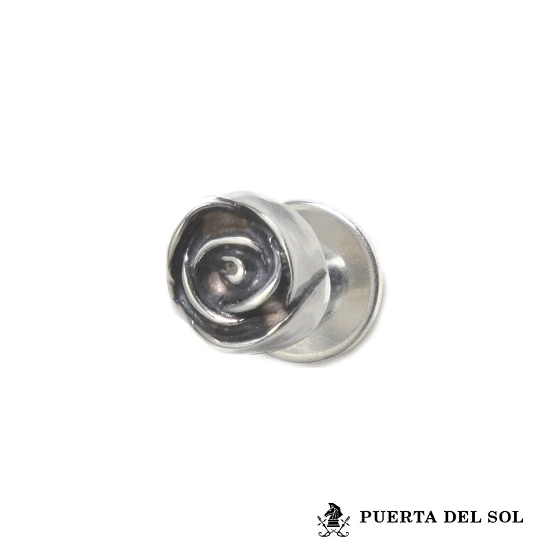 もうすぐ終了！クーポンで10％OFF 11日1時59分まで プエルタデルソル ローズ フラワー スタッドピアス シルバー950 ピアス バラ 花 片耳用 1点売り メンズ ブランド PUERTA DEL SOL