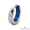 ライオンハート カッティング フープピアス サージカルステンレス シルバー×ブルー 青 片耳用 1点売り メンズ ブランド LION HEART
