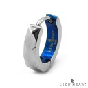 ライオンハート カッティング フープピアス サージカルステンレス シルバー×ブルー 青 片耳用 1点売り メンズ ブランド LION HEART