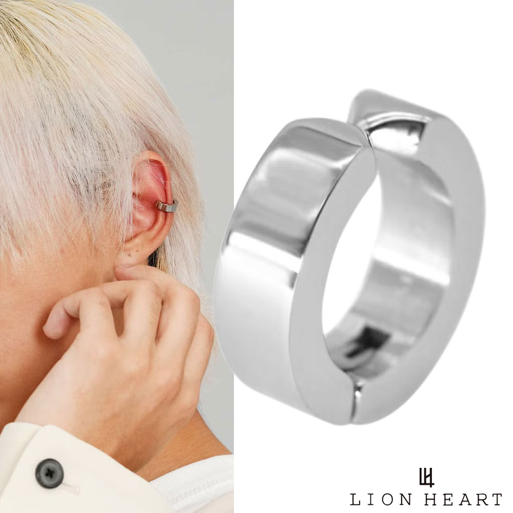 Rakuten - ライオンハート フラット イヤーカフ サージカルステンレス 金属アレルギー対応 シルバー 片耳用 1点売り メンズ ブランド