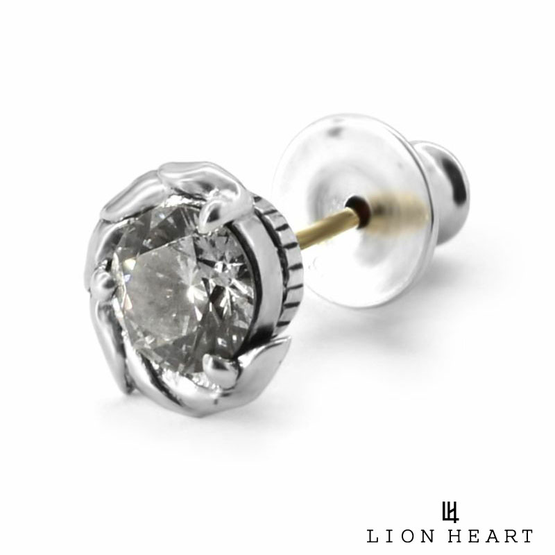 Rakuten - クーポンで10％OFF！17日9時59分まで ライオンハート タテガミサイド スタッドピアス シルバー925 クリアジルコニア ピアス 片耳用 1点売り メンズ ブランド