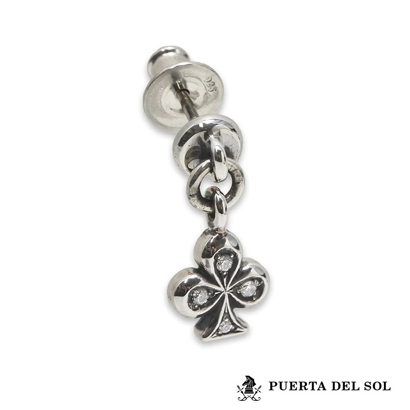 Rakuten - クーポンで10％OFF！20日23時59分まで プエルタデルソル クラブ スウィング スタッドピアス シルバー950 クリアキュービックジルコニア クローバー ピアス 片耳用 1点売り メンズ ブランド PUERTA DEL SOL