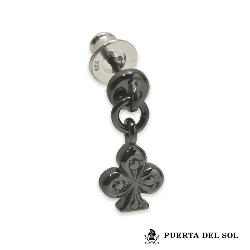 Rakuten - プエルタデルソル クラブ スウィング スタッドピアス シルバー950 ブラックキュービックジルコニア チタンコーティング ブラック 黒 クローバー ピアス 片耳用 1点売り メンズ ブランド PUERTA DEL SOL